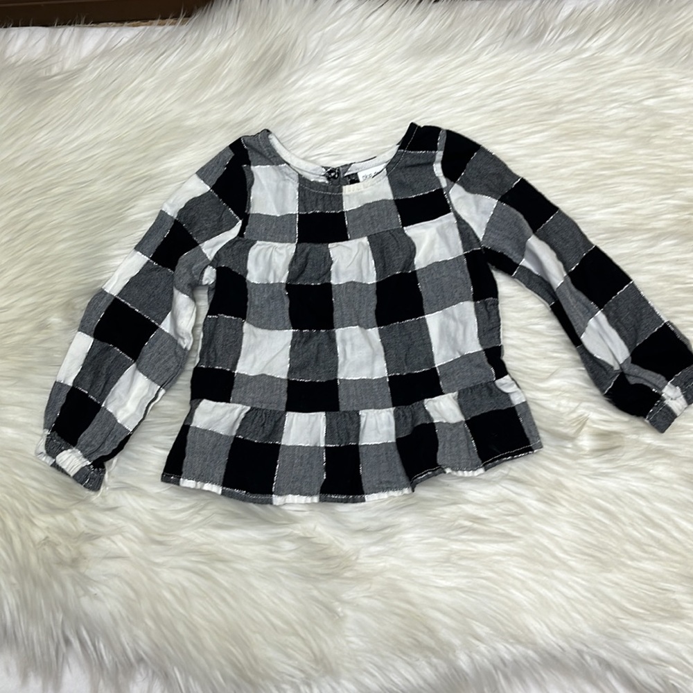 Okie dokie 6 Months Black / White Plaid blouse/long sleeve